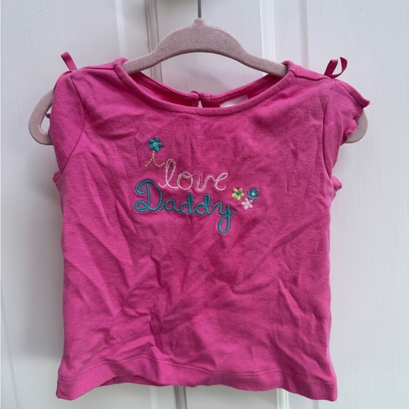 Gymboree 12-18M Girls Pink Love Daddy Short Sleeve Top Blouse - Picture 1 of 5